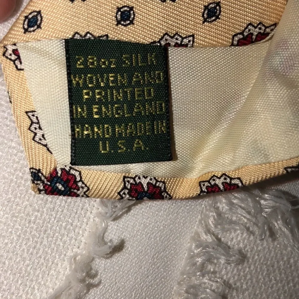 Ivory Cream Red Blue Woven Silk Tie